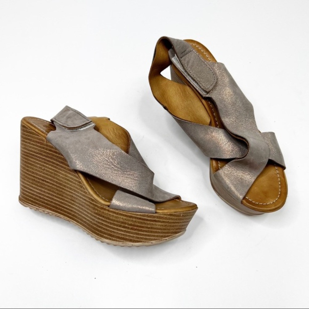 Ethem Leather Wedge Platform Sandals, Size 36